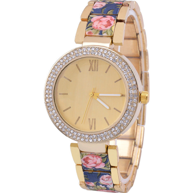 Jewelry Buckle Watch with Stainless Steel - Diamond Print
