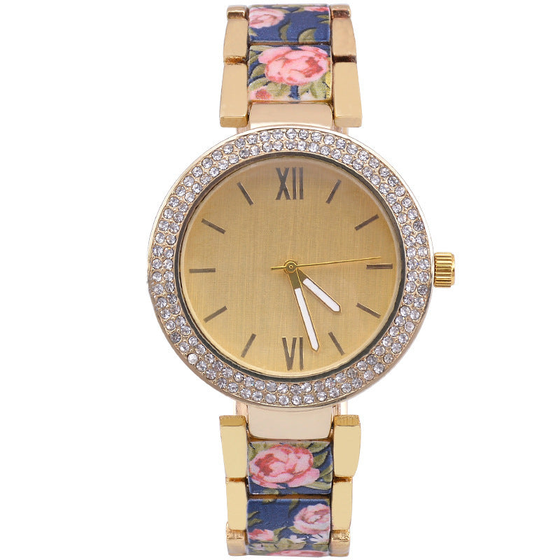Jewelry Buckle Watch with Stainless Steel - Diamond Print