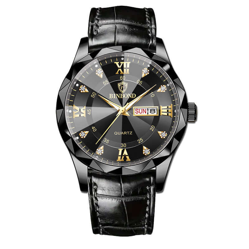Elegant Leather Watches – Gold, Black & Brown Designs