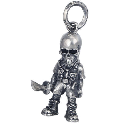 925 Silver Skull Soldier Pendant – Unique Knife Design