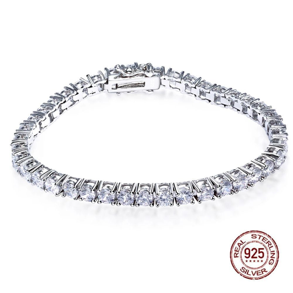 S925 Silver Tennis Bracelet – Adjustable Chain Length