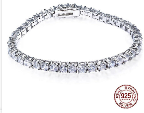 S925 Silver Tennis Bracelet – Adjustable Chain Length