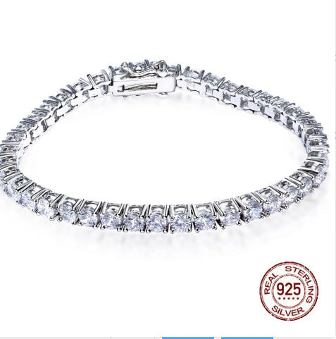 S925 Silver Tennis Bracelet – Adjustable Chain Length