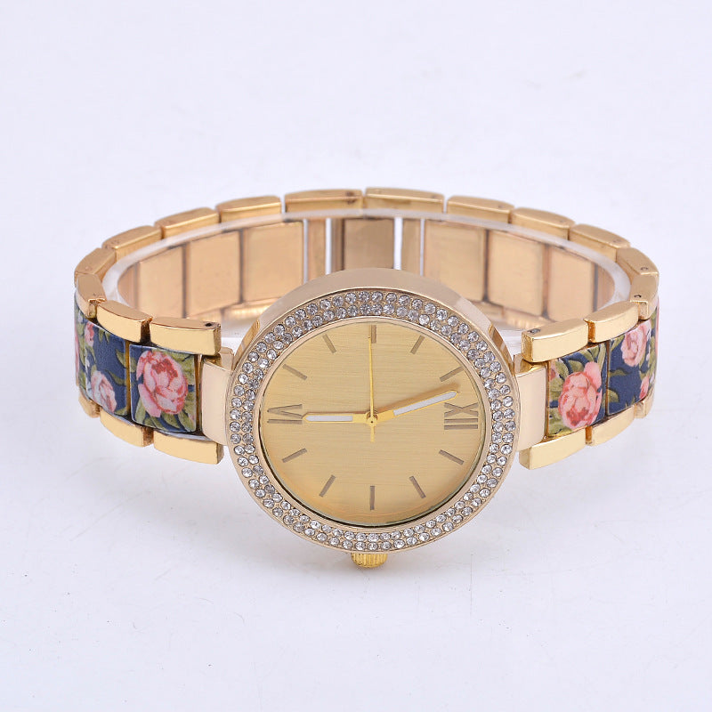 Jewelry Buckle Watch with Stainless Steel - Diamond Print