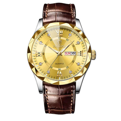 Elegant Leather Watches – Gold, Black & Brown Designs