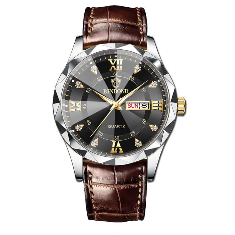 Elegant Leather Watches – Gold, Black & Brown Designs