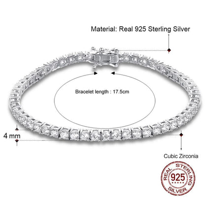 S925 Silver Tennis Bracelet – Adjustable Chain Length