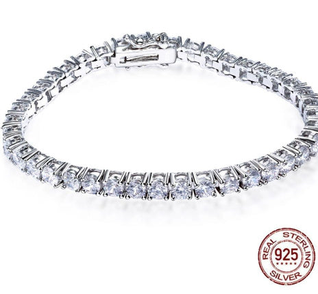 S925 Silver Tennis Bracelet – Adjustable Chain Length