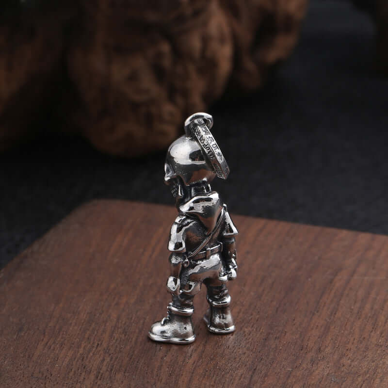 925 Silver Skull Soldier Pendant – Unique Knife Design