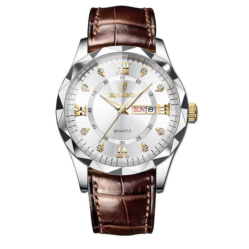 Elegant Leather Watches – Gold, Black & Brown Designs