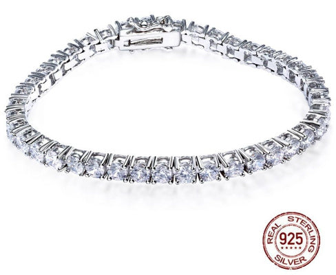 S925 Silver Tennis Bracelet – Adjustable Chain Length