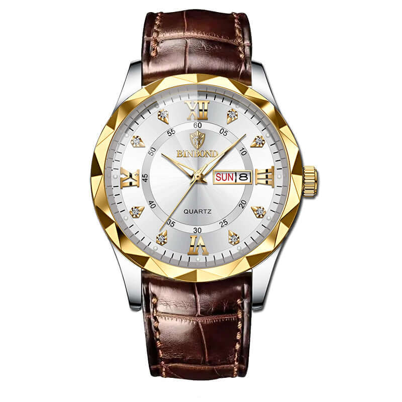 Elegant Leather Watches – Gold, Black & Brown Designs