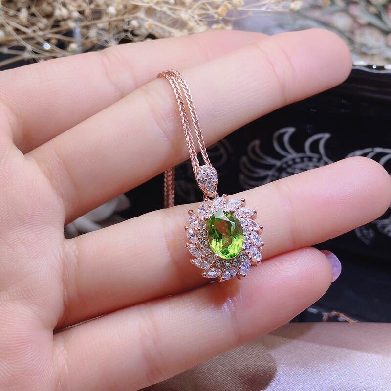 S925 Silver Gilded Peridot Jewelry Set – 4-Piece