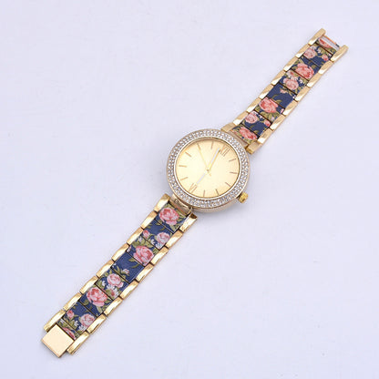 Jewelry Buckle Watch with Stainless Steel - Diamond Print